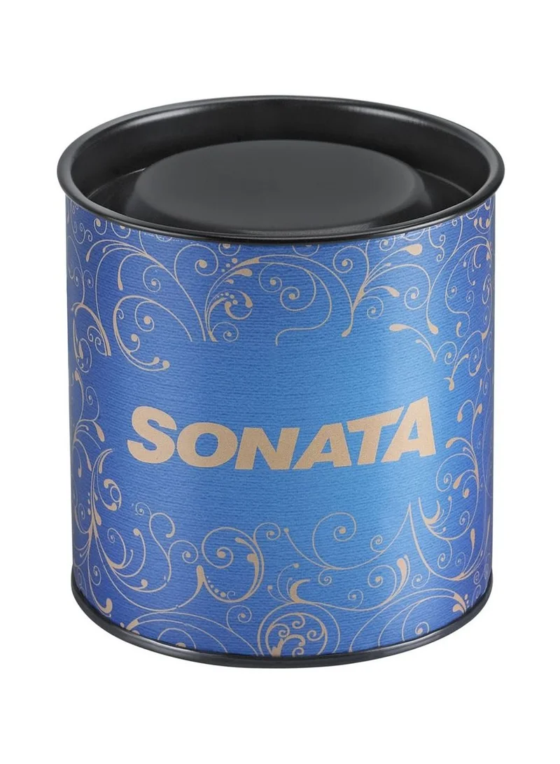 Sonata Round Shape Leather Band Analog Wrist Watch 87032PL03