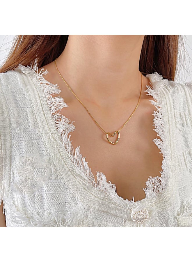 Julia Store 18k Gold Plated 316L Stainless Steel Trendy Luxury Simple Cute Delicate Open Hollow Heart Necklace Jewelry for Women - Image 4