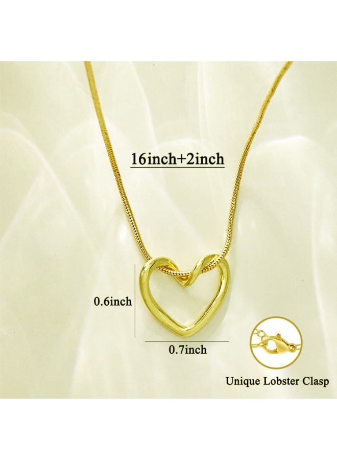 Julia Store 18k Gold Plated 316L Stainless Steel Trendy Luxury Simple Cute Delicate Open Hollow Heart Necklace Jewelry for Women - Image 2