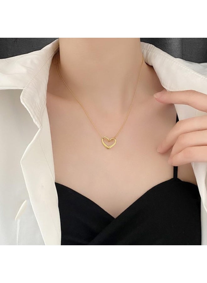 Julia Store 18k Gold Plated 316L Stainless Steel Trendy Luxury Simple Cute Delicate Open Hollow Heart Necklace Jewelry for Women - Image 3