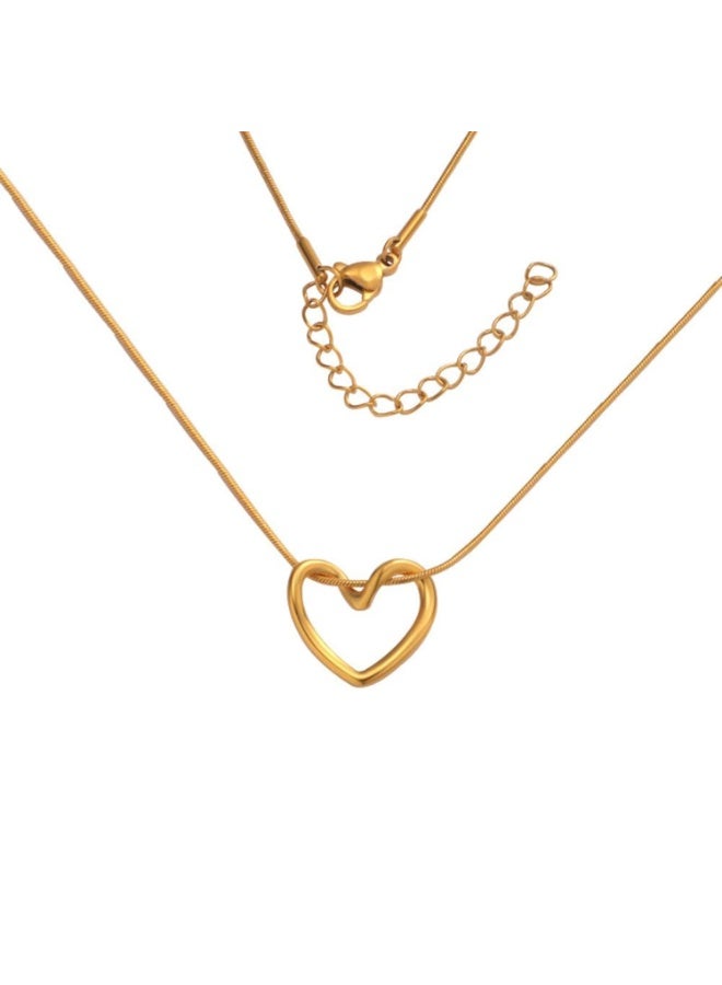Julia Store 18k Gold Plated 316L Stainless Steel Trendy Luxury Simple Cute Delicate Open Hollow Heart Necklace Jewelry for Women - Image 5