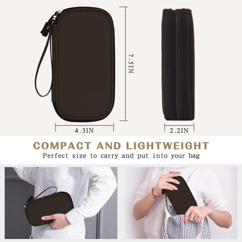 FYY Electronic Organizer, Travel Cable Organizer Bag Pouch Electronic Accessories Carry Case Portable Waterproof Double Layers All-in-One Storage Bag for Cable, Cord, Charger, Phone, Earphone Coffee - Image 2