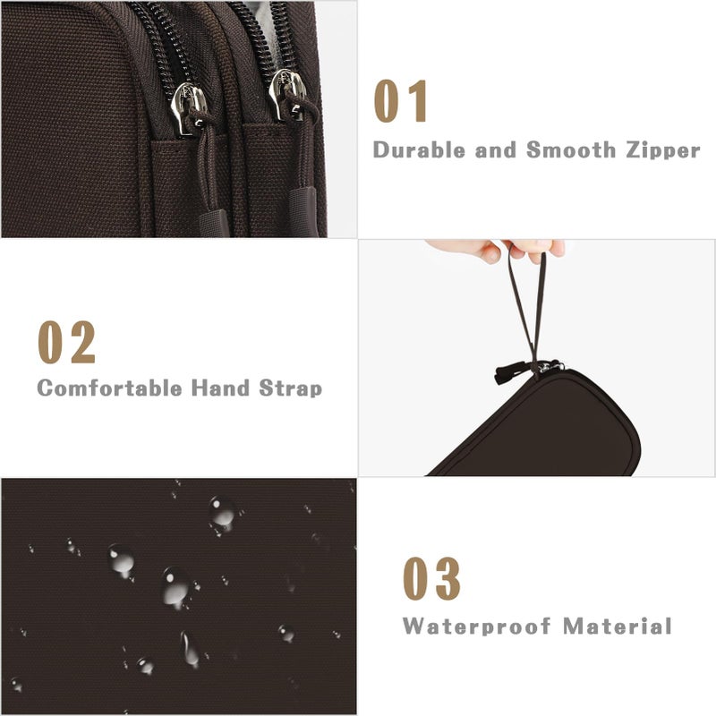 FYY Electronic Organizer, Travel Cable Organizer Bag Pouch Electronic Accessories Carry Case Portable Waterproof Double Layers All-in-One Storage Bag for Cable, Cord, Charger, Phone, Earphone Coffee - Image 4