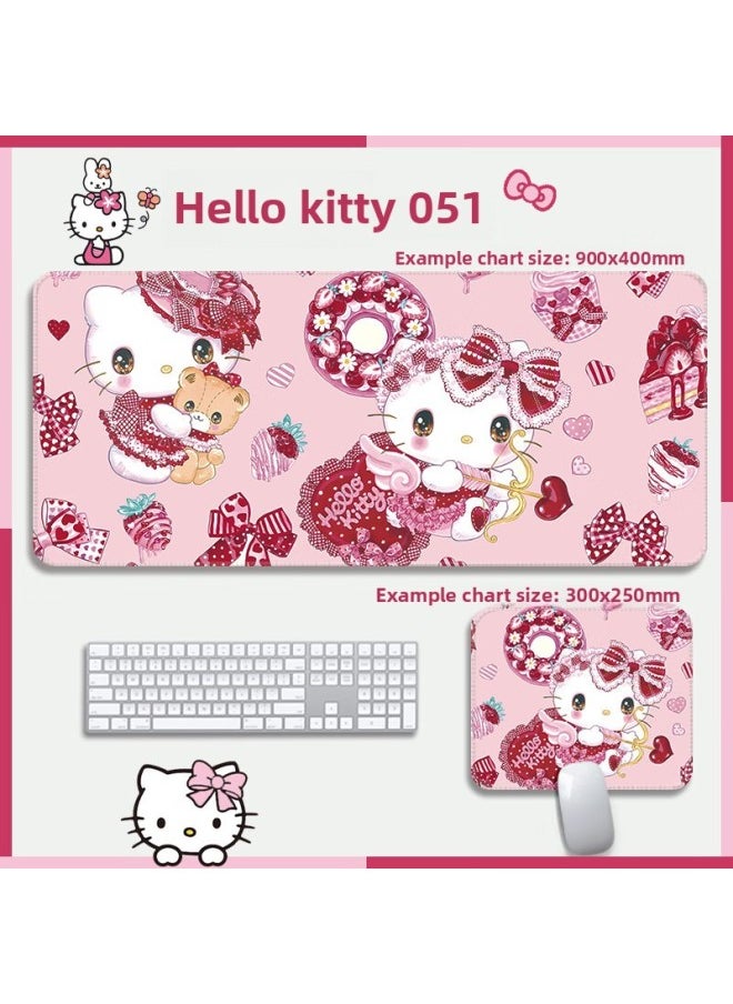 Hello Kitty Mouse Pad Without Lock, Oversized Anime Cute Desk Pad Sanrio-Color:800x300mm Thickness 3mm-Pattern:Hello Kitty 061