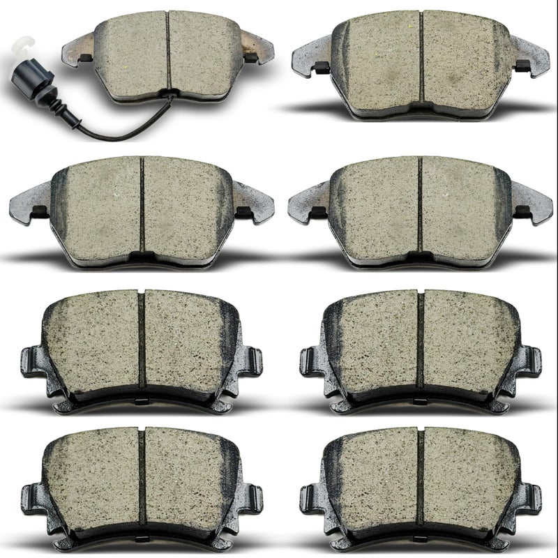ALADICHE Ceramic front rear Brake Pads Kits 8pcs Brakes Pads Set Compatible with Audi A3A3 QuattroTTTT Quattrofor VW CCfor Jettafor Eosfor Golffor GTIfor Passatfor Passat CC