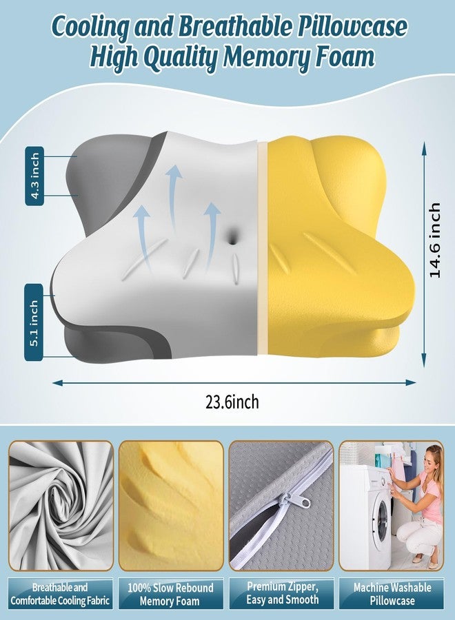 HAMYODO Cervical Neck Pillow for Pain Relief, Bed Pillows for Head Neck Shoulder Support, Ergonomic Cooling Pillow, Orthopedic Contour Pillow for Side Back Stomach Sleepers,Neck Support Memory Foam Pillows - Image 3
