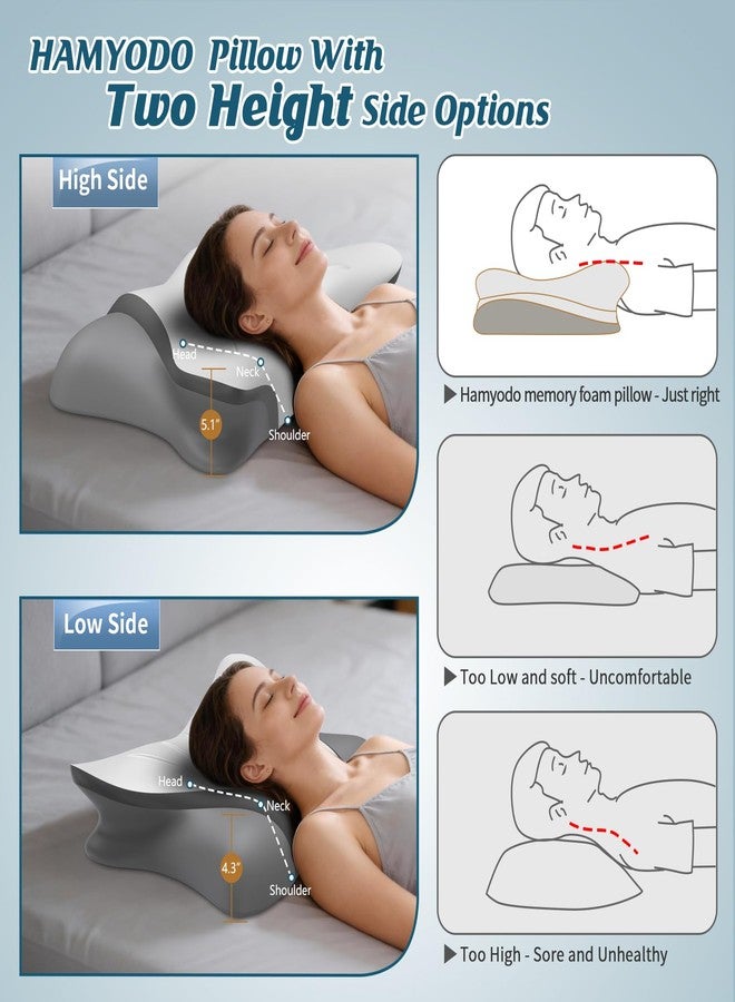HAMYODO Cervical Neck Pillow for Pain Relief, Bed Pillows for Head Neck Shoulder Support, Ergonomic Cooling Pillow, Orthopedic Contour Pillow for Side Back Stomach Sleepers,Neck Support Memory Foam Pillows - Image 5