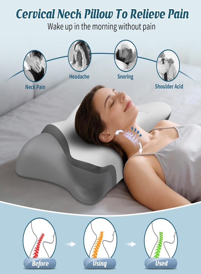 HAMYODO Cervical Neck Pillow for Pain Relief, Bed Pillows for Head Neck Shoulder Support, Ergonomic Cooling Pillow, Orthopedic Contour Pillow for Side Back Stomach Sleepers,Neck Support Memory Foam Pillows - Image 2