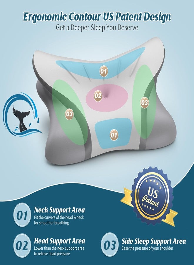 HAMYODO Cervical Neck Pillow for Pain Relief, Bed Pillows for Head Neck Shoulder Support, Ergonomic Cooling Pillow, Orthopedic Contour Pillow for Side Back Stomach Sleepers,Neck Support Memory Foam Pillows - Image 4
