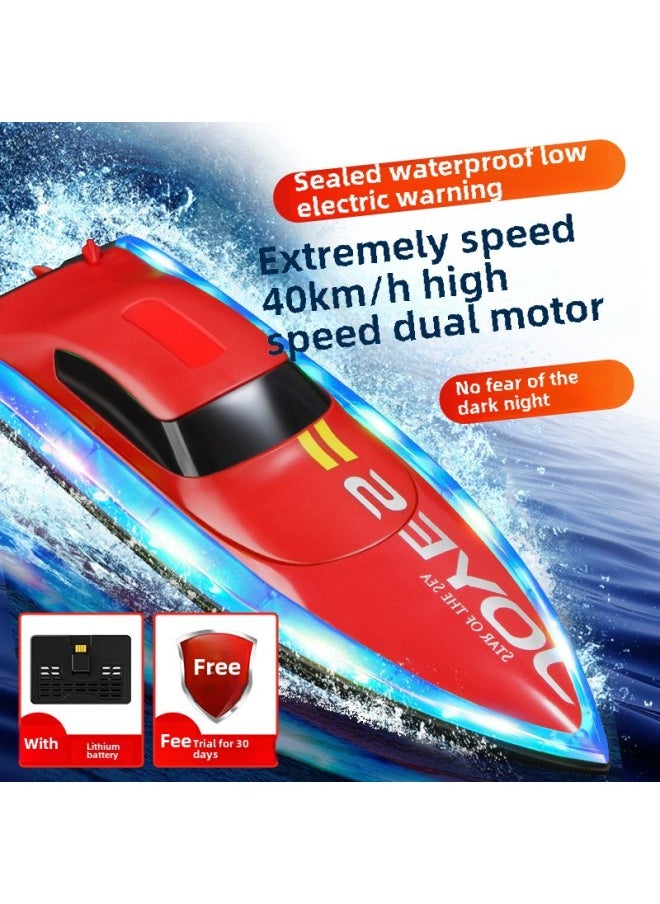 S7 Small Size Remote Control Boat 2.4G Remote Control Speedboat Dual Motor With Light Electric Boat Model Waterproof Children's Toy Boat-Color:S7 Remote Control Boat-blue (dual Motors + Lights)-Specifications:Four Batteries Package (three Spare Batteries)  - Image 2