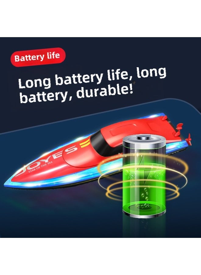 S7 Small Size Remote Control Boat 2.4G Remote Control Speedboat Dual Motor With Light Electric Boat Model Waterproof Children's Toy Boat-Color:S7 Remote Control Boat-blue (dual Motors + Lights)-Specifications:Four Batteries Package (three Spare Batteries)  - Image 3