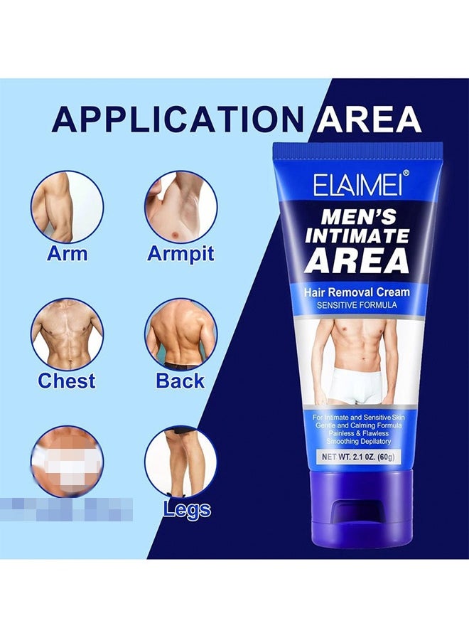 Elaimei Men‘s Intimate Area - Intimate Hair Removal Cream for Men, Painless Depilatory Cream for Private Areas, Pubic, Genitals, and Underarms – Extra Gentle and Moisturizing Formula, Suitable for All Skin Types (60ML)  - Image 5