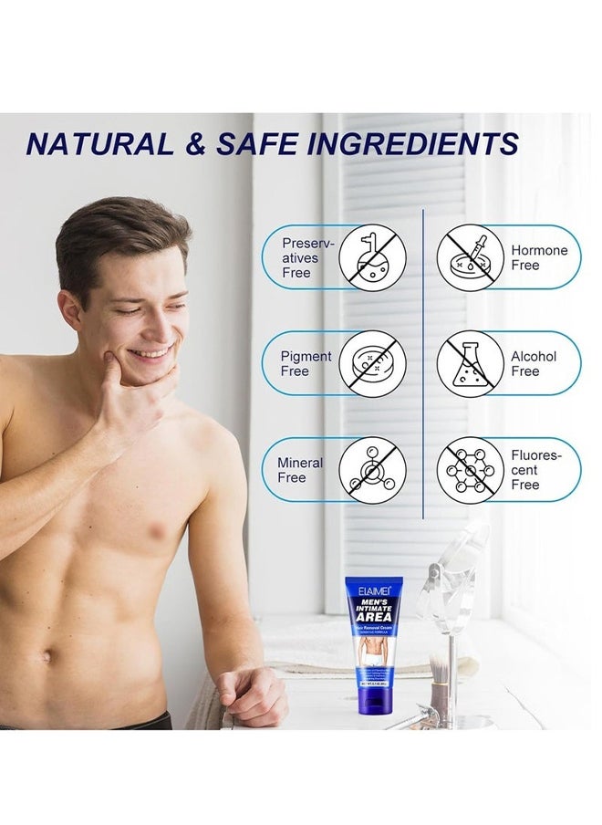 Elaimei Men‘s Intimate Area - Intimate Hair Removal Cream for Men, Painless Depilatory Cream for Private Areas, Pubic, Genitals, and Underarms – Extra Gentle and Moisturizing Formula, Suitable for All Skin Types (60ML)  - Image 3