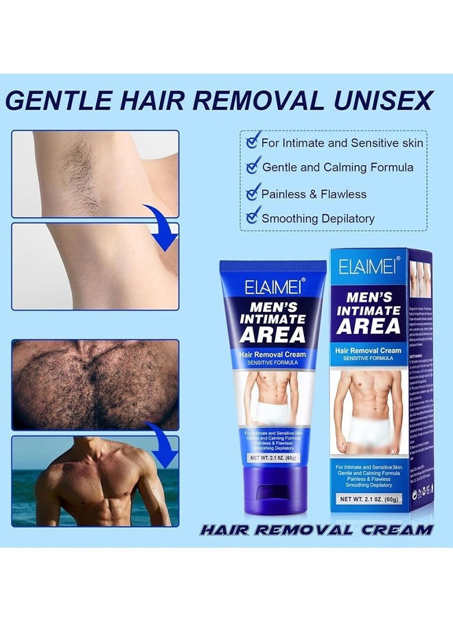 Elaimei Men‘s Intimate Area - Intimate Hair Removal Cream for Men, Painless Depilatory Cream for Private Areas, Pubic, Genitals, and Underarms – Extra Gentle and Moisturizing Formula, Suitable for All Skin Types (60ML)  - Image 4