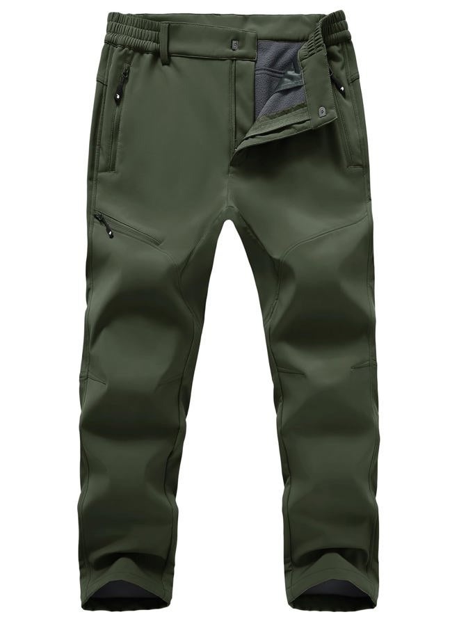 TBMPOY Men's Snow Hiking Pants Fleece Lined Waterproof Ski Winter Pant Softshell Camping Travel Ice Fishing Hunting Pant, Green, 34 - Image 1