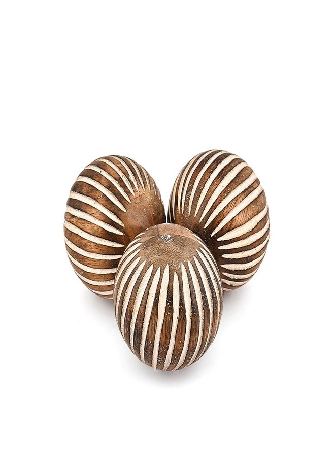 Kimona Decorative Ball Mango Wood Round Balls Set of 3 - Coffee Table Centerpiece Home Décor Living Room, Bedroom, Kitchen (3" x 3" x 3") - Image 1
