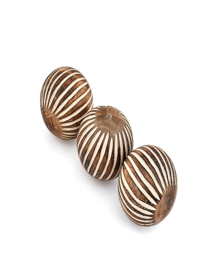 Kimona Decorative Ball Mango Wood Round Balls Set of 3 - Coffee Table Centerpiece Home Décor Living Room, Bedroom, Kitchen (3" x 3" x 3") - Image 2