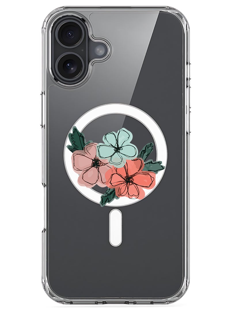 Theodor Magnetic Case for Apple iPhone 17 Compatible with MagSafe Wireless Charging, Shockproof Phone Bumper Cover - Flowers - Image 1