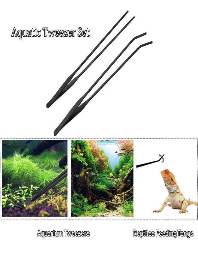 HRASY Black Aquarium Tweezers Set HRASY Stainless Steel Straight and Curved Tweezers Long Handle Reptile Feeding Tongs for Fish Tank Aquatic Plants, Pack of 2, 10.6 Inch - Image 4