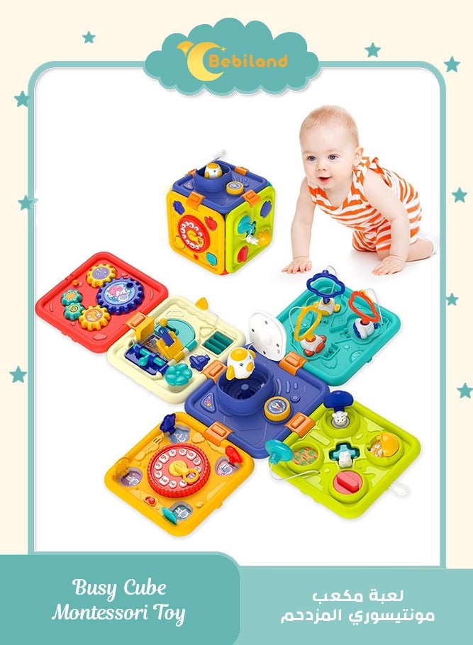 Bebiland Montessori Busy Cube , Montessori Busy board for 1-3 years old, multi-functional children's sensory toys, children's sensory toys, detachable educational learning toy, suitable for boys and girls - Image 1