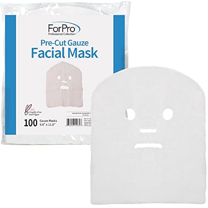 ForPro Professional Collection Precut Gauze Facial Mask, 100% Cotton Gauze, for High Frequency Facial Treatments and Masks, 100-Count - Image 1