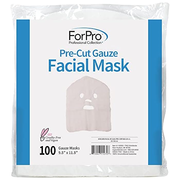 ForPro Professional Collection Precut Gauze Facial Mask, 100% Cotton Gauze, for High Frequency Facial Treatments and Masks, 100-Count - Image 3