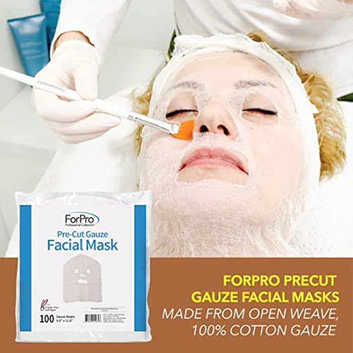 ForPro Professional Collection Precut Gauze Facial Mask, 100% Cotton Gauze, for High Frequency Facial Treatments and Masks, 100-Count - Image 4