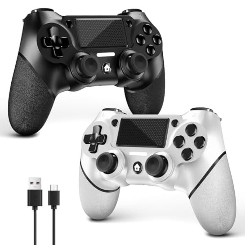 جهاز تحكم وايرلس من AceGamer عبوة من قطعتين لجهاز PS4، وحدة تحكم للألعاب PS4 برو، سليم، حاسوب، لوحة تحكم للألعاب، عصا تحكم، زر توربو، اهتزاز مزدوج، مستشعر جيروسكوپ 6 محور، لوحة لمس، أسود، أبيض - Image 1