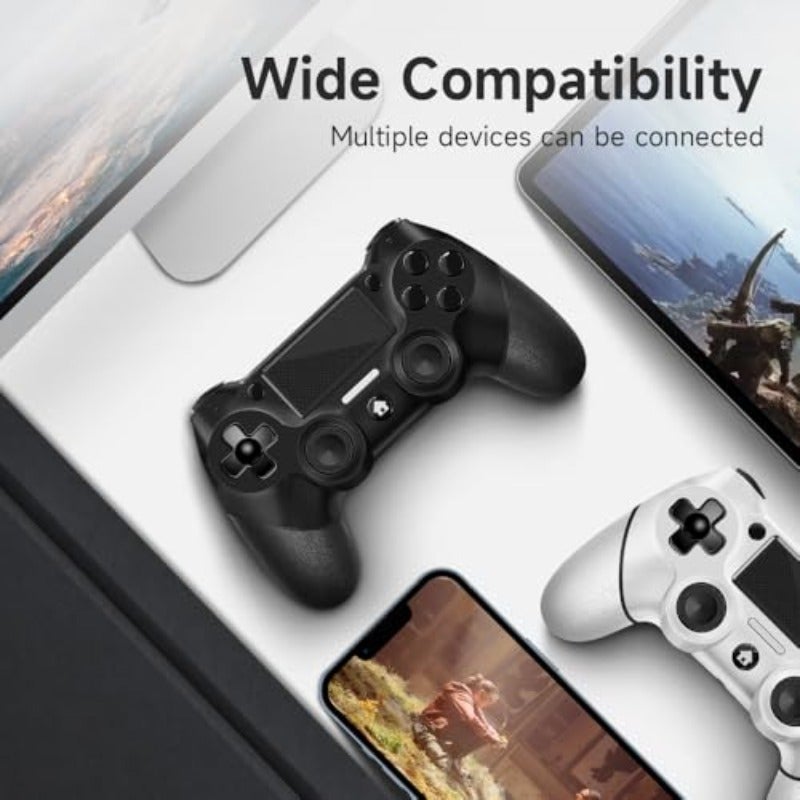 جهاز تحكم وايرلس من AceGamer عبوة من قطعتين لجهاز PS4، وحدة تحكم للألعاب PS4 برو، سليم، حاسوب، لوحة تحكم للألعاب، عصا تحكم، زر توربو، اهتزاز مزدوج، مستشعر جيروسكوپ 6 محور، لوحة لمس، أسود، أبيض - Image 4