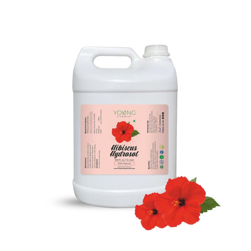 Young Chemist Pure And Natural Hibiscus Hydrosol Toner Distilled Floral Water for Skin Hair Aromatherapy And Cleaning In 5 Litre Bottle Spray Parent - Image 1