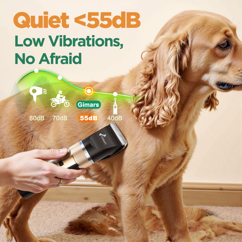 Gimars 4 in 1 Dog Grooming Clippers with Small Trimmer, 7000RPM High-Power 4-Speed Quiet Pet Shaver (â‰¤55dB), Cordless Rechargeable Dog Hair Clippers for Thick Coats with Scissors, Comb & USB - Image 5