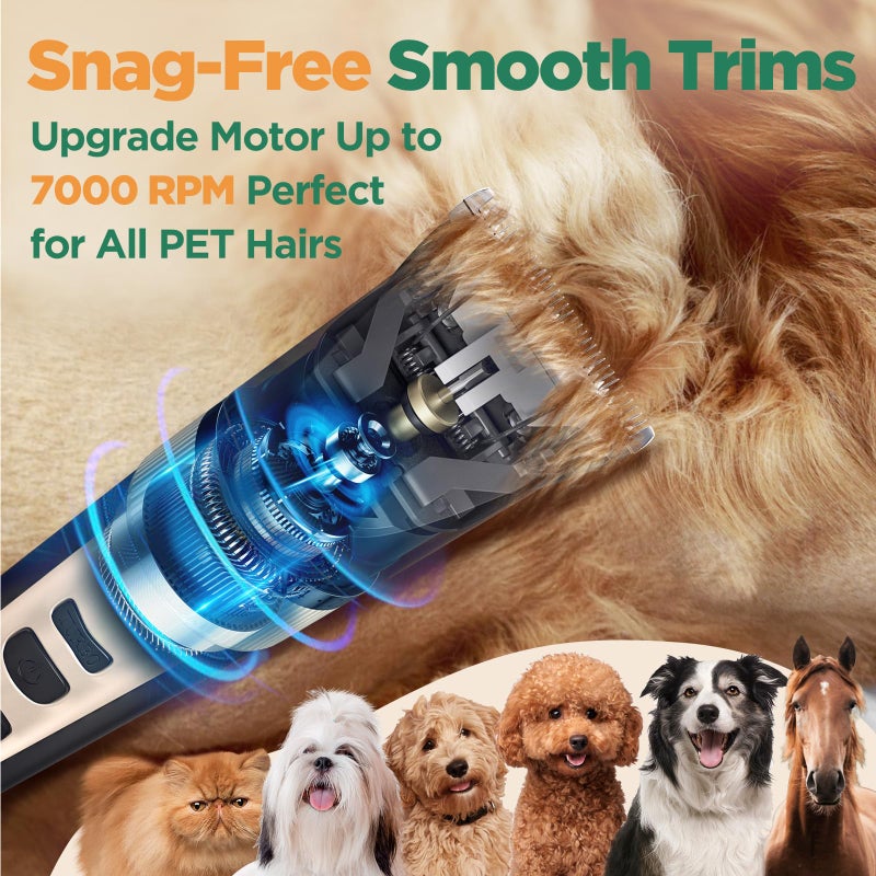 Gimars 4 in 1 Dog Grooming Clippers with Small Trimmer, 7000RPM High-Power 4-Speed Quiet Pet Shaver (â‰¤55dB), Cordless Rechargeable Dog Hair Clippers for Thick Coats with Scissors, Comb & USB - Image 3