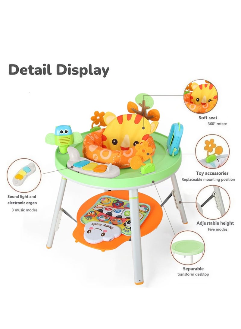 XiuWoo 4-in-1 Baby Activity Center, Adjustable Height Baby Jumper, Learning Desk, 360° Rotating Kide Play Table, Baby Feeding Table, Babies Bouncer, Baby Walkers with Interactive Education Toys, Musical Pad  - Image 3