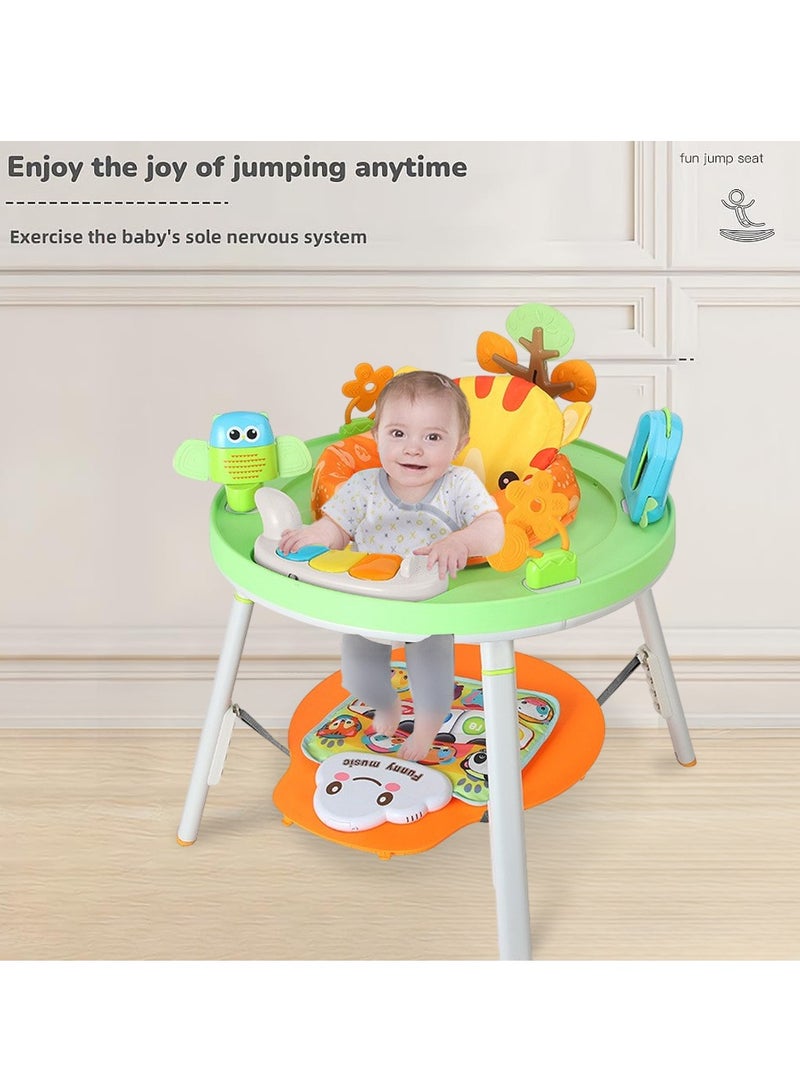 XiuWoo 4-in-1 Baby Activity Center, Adjustable Height Baby Jumper, Learning Desk, 360° Rotating Kide Play Table, Baby Feeding Table, Babies Bouncer, Baby Walkers with Interactive Education Toys, Musical Pad  - Image 5