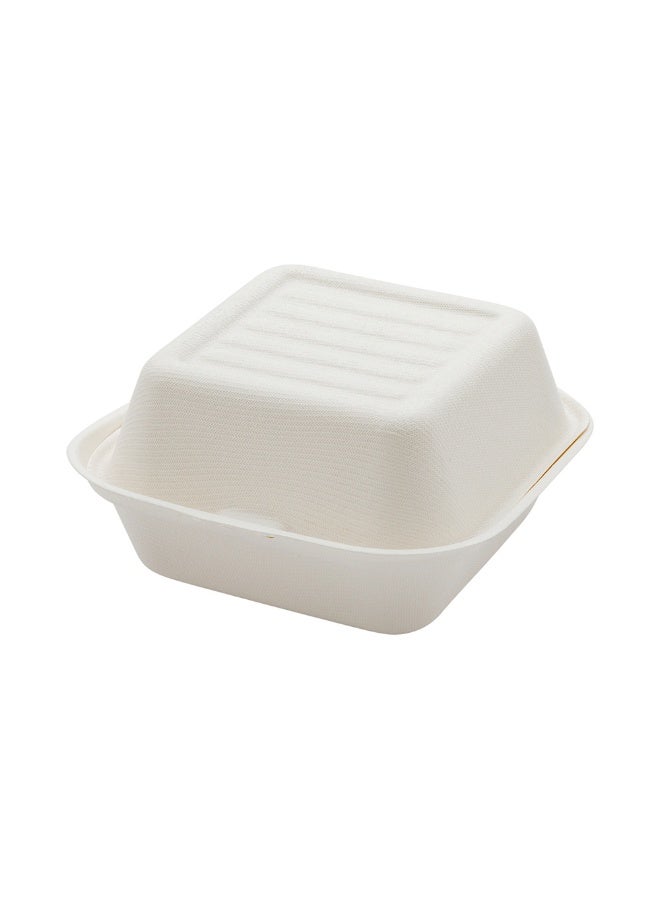 Restaurantware Pulp Tek 15 Ounce Bagasse Containers, 100 Grease Resistant To Go Food Containers - For Hot and Cold Foods, Microwave Safe, White Bagasse Clamshell Containers, Hinged Lid - Image 1