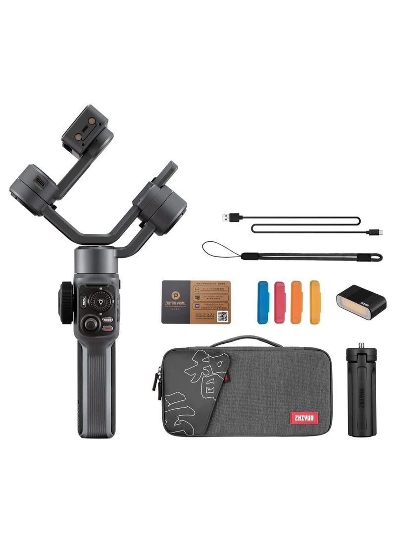 Zhiyun - Zhiyun Smooth 5 Combo Gimbal Stabilizer, 3-Axis Handheld Smartphone Gimbal with Grip Tripod Vlog LED Fill Light for iPhone Android FiLMiC Pro - Image 1