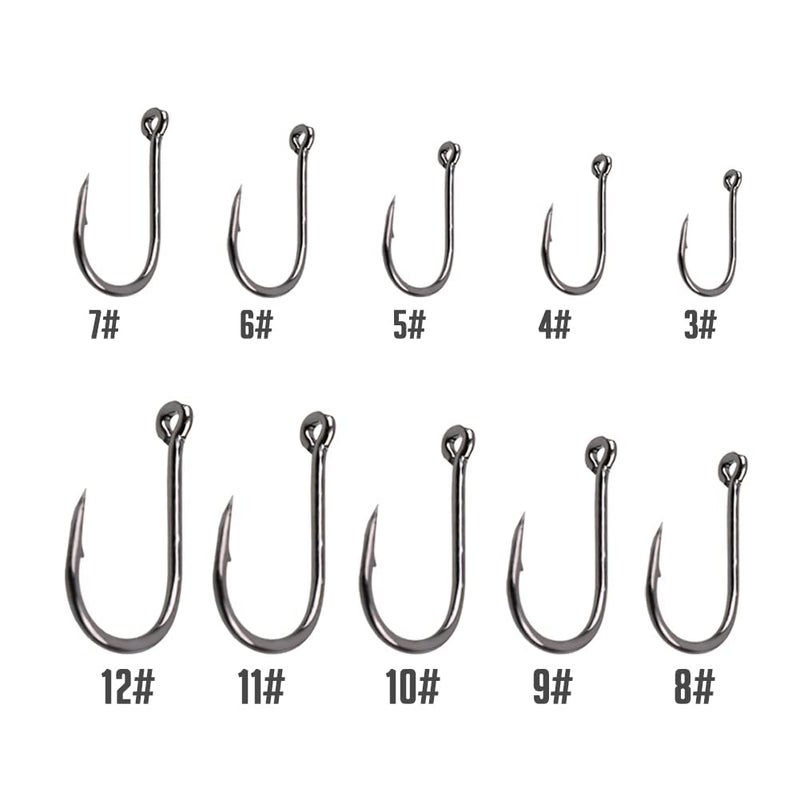 AUF Fishing Hooks High Carbon Steel Worm Soft Bait Jig Fish Hooks with Plastic Box NO.8#-100Pcs - Image 2
