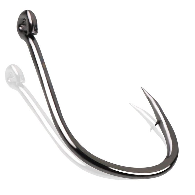 AUF Fishing Hooks High Carbon Steel Worm Soft Bait Jig Fish Hooks with Plastic Box NO.8#-100Pcs - Image 1
