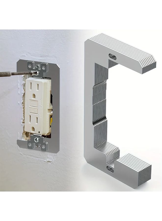 Silver Metal Wall Panel Spacer Flush Fit Adhesive Leveling Pad For Electrical Box Outlet 10pcs - Image 1