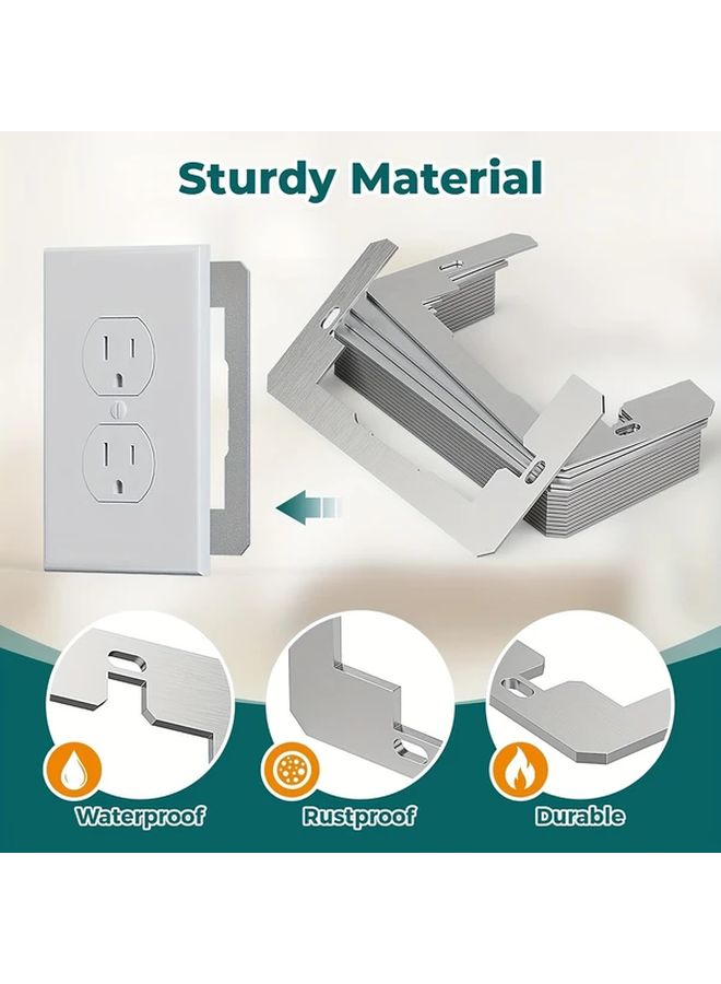 Silver Metal Wall Panel Spacer Flush Fit Adhesive Leveling Pad For Electrical Box Outlet 10pcs - Image 2