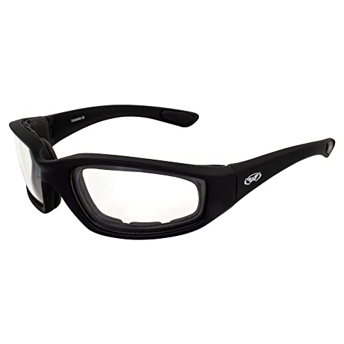 Global Vision Eyewear Kickback Motorcycle Safety Sunglasses Black Frame + Clear Lens - Image 1