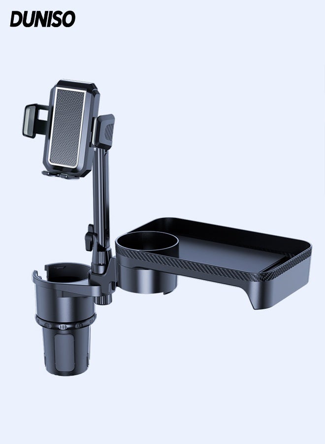 DUNISO Car Cup Holder,Multifunctional Car Table with 360° Rotation,Detachable Tray and Mobile phone holder,Car Organizer for Snacks, Drinks, Phone - Image 1