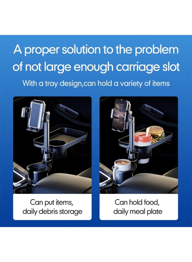 DUNISO Car Cup Holder,Multifunctional Car Table with 360° Rotation,Detachable Tray and Mobile phone holder,Car Organizer for Snacks, Drinks, Phone - Image 5