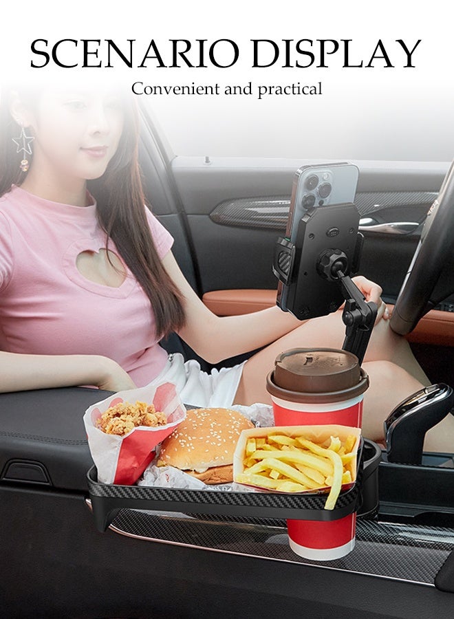 DUNISO Car Cup Holder,Multifunctional Car Table with 360° Rotation,Detachable Tray and Mobile phone holder,Car Organizer for Snacks, Drinks, Phone - Image 4