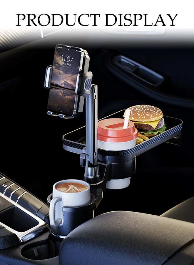 DUNISO Car Cup Holder,Multifunctional Car Table with 360° Rotation,Detachable Tray and Mobile phone holder,Car Organizer for Snacks, Drinks, Phone - Image 3