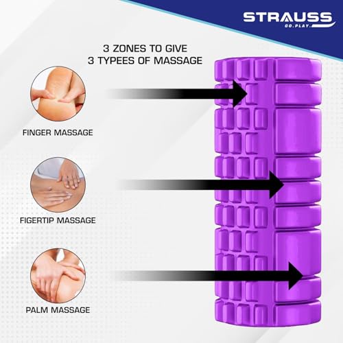 Strauss Deep Tissue Massage Foam Roller|High-Density Muscle Roller for Myofascial Release, Physical Therapy, Yoga, Pilates|Exercise Equipment for Deep Tissue Massage and Muscle Relief|33cm,(Purple) - Image 4