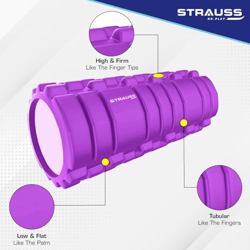 Strauss Deep Tissue Massage Foam Roller|High-Density Muscle Roller for Myofascial Release, Physical Therapy, Yoga, Pilates|Exercise Equipment for Deep Tissue Massage and Muscle Relief|33cm,(Purple) - Image 2