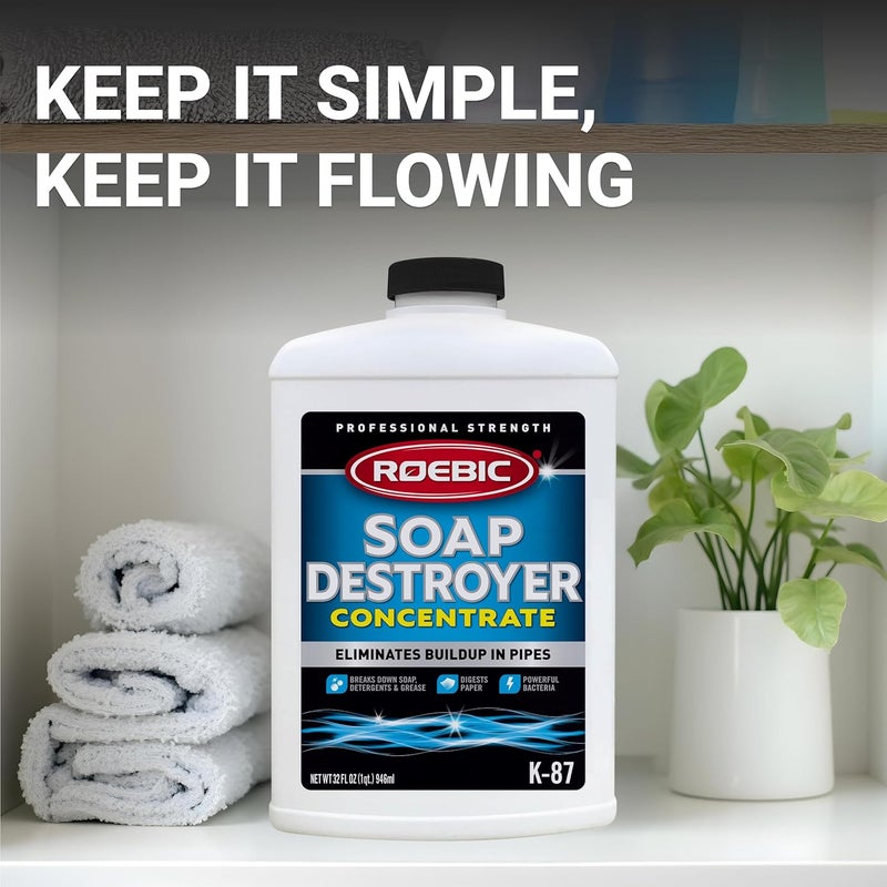 Roebic K-87 Liquid SGP Soap, Grease and Paper Digester with Bacteria, Eliminates Buildup in Pipes and Protects from Clogs, Treats 1500 Gallons, 32 fl oz Concentrate - Image 5