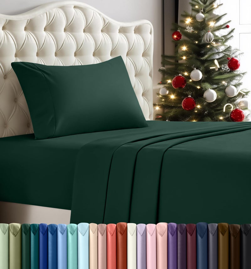 Utopia Bedding Twin Bed Sheets Set - 3 Piece Bedding - Brushed Microfiber - Shrinkage and Fade Resistant - Easy Care (Emerald Green) - Image 1