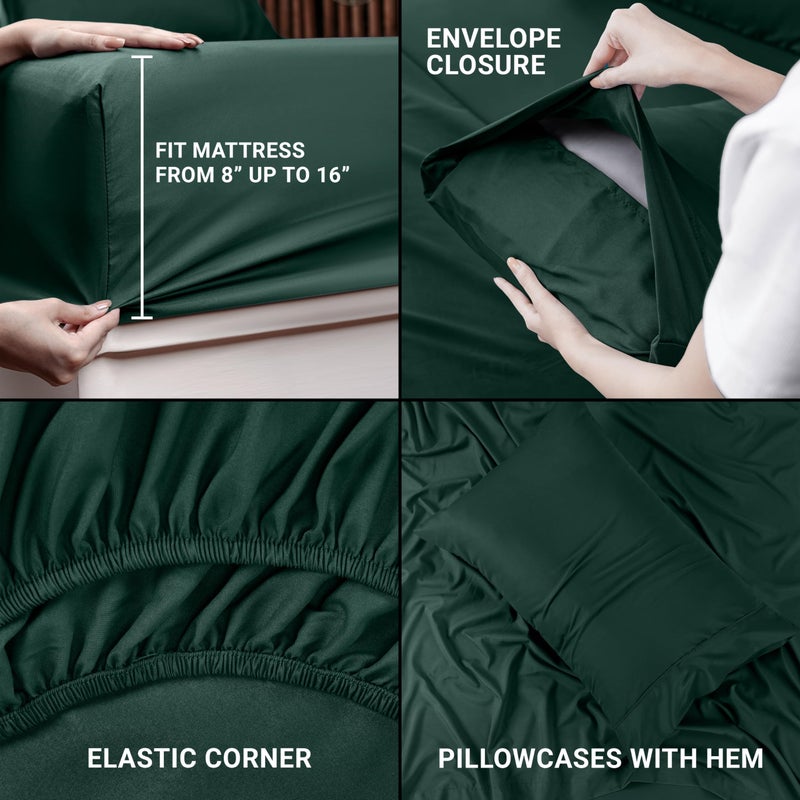 Utopia Bedding Twin Bed Sheets Set - 3 Piece Bedding - Brushed Microfiber - Shrinkage and Fade Resistant - Easy Care (Emerald Green) - Image 4